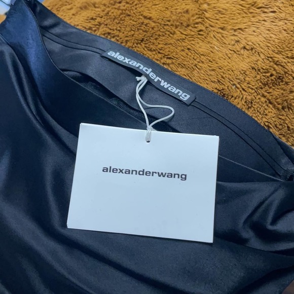 Alexander Wang Women's Black Silk Asymmetric Exposed Leg Skirt with Shorts - Picture 14 of 16